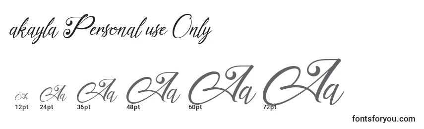 Akayla Personal use Only Font Sizes