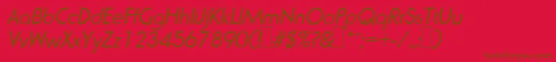 Fonte R791DecoItalic – fontes marrons em um fundo vermelho