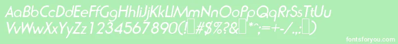 Fonte R791DecoItalic – fontes brancas em um fundo verde