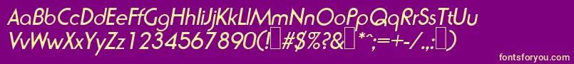 Fonte R791DecoItalic – fontes amarelas em um fundo roxo