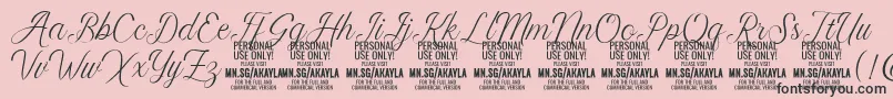 AkaylaScript PERSONAL Font – Black Fonts on Pink Background