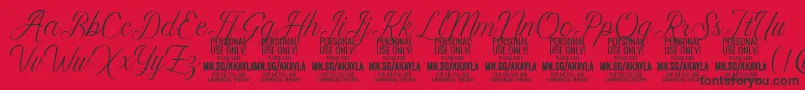 AkaylaScript PERSONAL Font – Black Fonts on Red Background