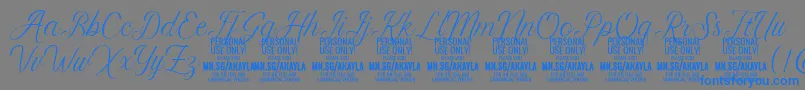 AkaylaScript PERSONAL Font – Blue Fonts on Gray Background