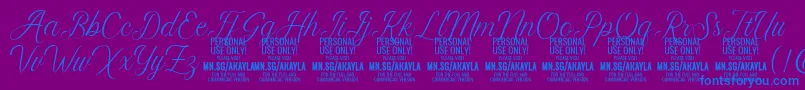 AkaylaScript PERSONAL Font – Blue Fonts on Purple Background