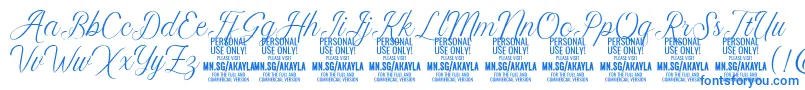 fuente AkaylaScript PERSONAL – Fuentes Azules Sobre Fondo Blanco