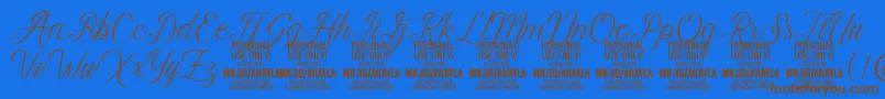 AkaylaScript PERSONAL Font – Brown Fonts on Blue Background