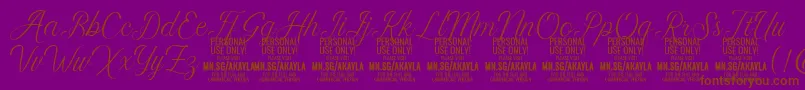 AkaylaScript PERSONAL Font – Brown Fonts on Purple Background