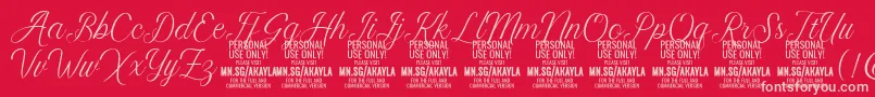 AkaylaScript PERSONAL Font – Pink Fonts on Red Background