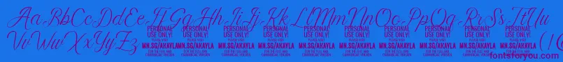 Czcionka AkaylaScript PERSONAL – fioletowe czcionki na niebieskim tle