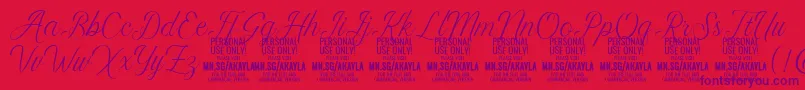 AkaylaScript PERSONAL Font – Purple Fonts on Red Background