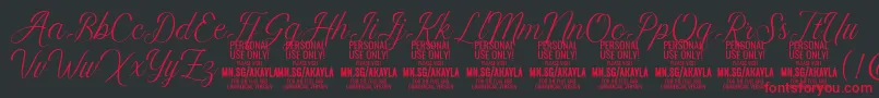 AkaylaScript PERSONAL Font – Red Fonts on Black Background