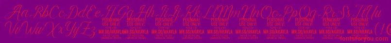 AkaylaScript PERSONAL Font – Red Fonts on Purple Background