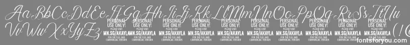 AkaylaScript PERSONAL Font – White Fonts on Gray Background