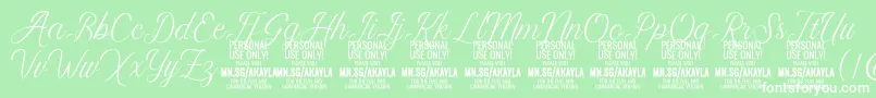 AkaylaScript PERSONAL Font – White Fonts on Green Background