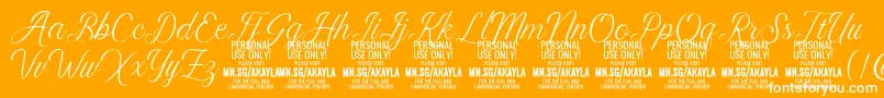 AkaylaScript PERSONAL Font – White Fonts on Orange Background