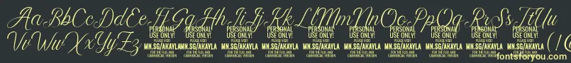 AkaylaScript PERSONAL Font – Yellow Fonts on Black Background