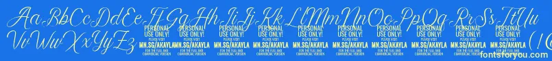 AkaylaScript PERSONAL Font – Yellow Fonts on Blue Background