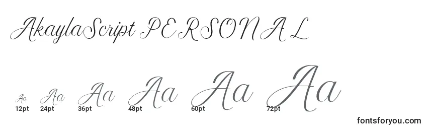 Размеры шрифта AkaylaScript PERSONAL