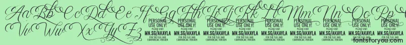 AkaylaScriptDeco PERSONAL Font – Black Fonts on Green Background