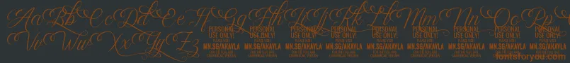 AkaylaScriptDeco PERSONAL Font – Brown Fonts on Black Background