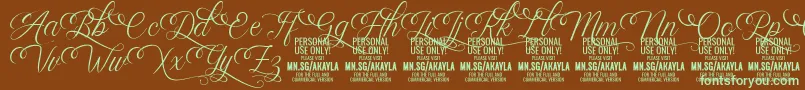 AkaylaScriptDeco PERSONAL Font – Green Fonts on Brown Background