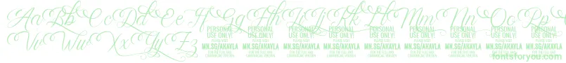 AkaylaScriptDeco PERSONAL-Schriftart – Grüne Schriften auf weißem Hintergrund