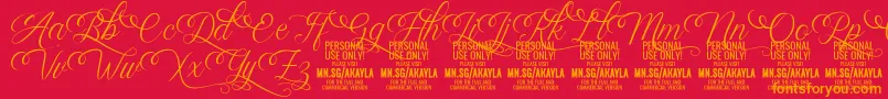 AkaylaScriptDeco PERSONAL-Schriftart – Orangefarbene Schriften auf rotem Hintergrund