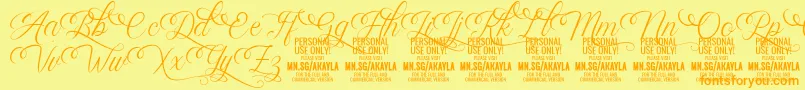 AkaylaScriptDeco PERSONAL Font – Orange Fonts on Yellow Background