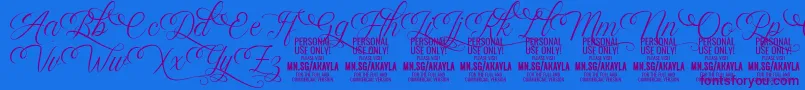 AkaylaScriptDeco PERSONAL Font – Purple Fonts on Blue Background