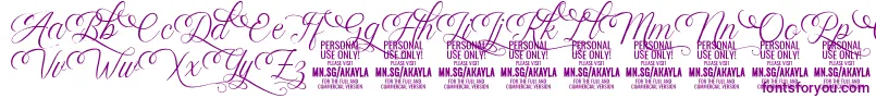 AkaylaScriptDeco PERSONAL Font – Purple Fonts on White Background