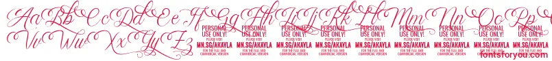 AkaylaScriptDeco PERSONAL Font – Red Fonts on White Background