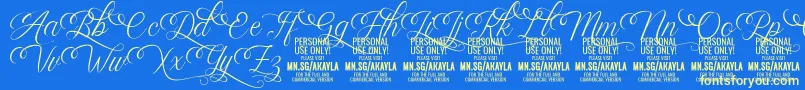 AkaylaScriptDeco PERSONAL Font – Yellow Fonts on Blue Background