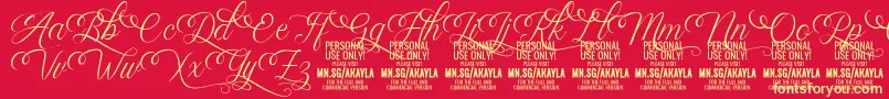 AkaylaScriptDeco PERSONAL-Schriftart – Gelbe Schriften auf rotem Hintergrund