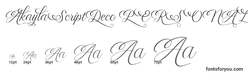 AkaylaScriptDeco PERSONAL Font Sizes