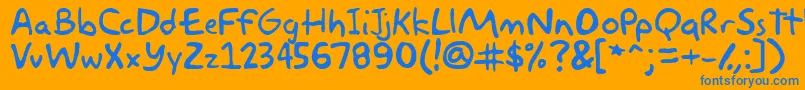 akbar-Schriftart – Blaue Schriften auf orangefarbenem Hintergrund