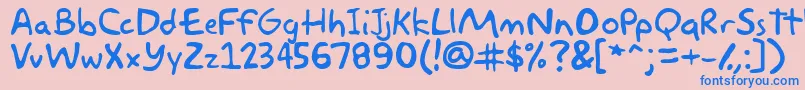 akbar-Schriftart – Blaue Schriften auf rosa Hintergrund