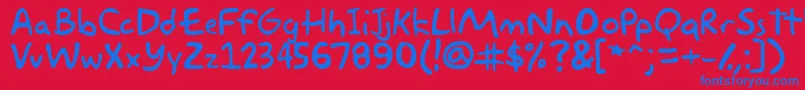 フォントakbar – 赤い背景に青い文字