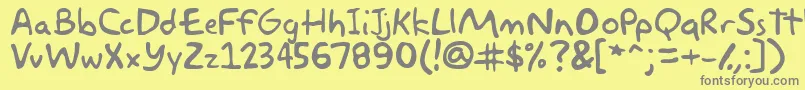 akbar-fontti – harmaat kirjasimet keltaisella taustalla