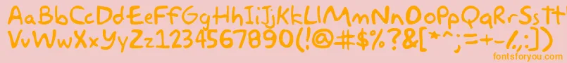 フォントakbar – オレンジの文字がピンクの背景にあります。
