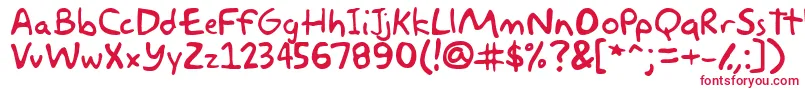 フォントakbar – 白い背景に赤い文字