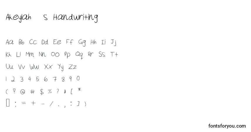 Schriftart Akeylah  s Handwriting – Alphabet, Zahlen, spezielle Symbole