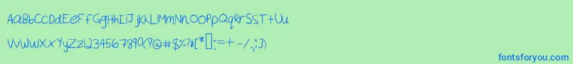 More about Akeylah  s Handwriting Font Akeylah  s Handwriting Font – Blue Fonts on Green Background