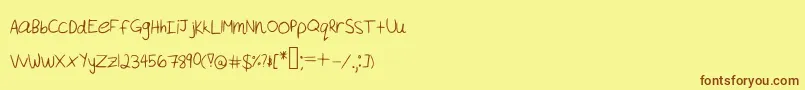 Akeylah  s Handwriting Font – Brown Fonts on Yellow Background