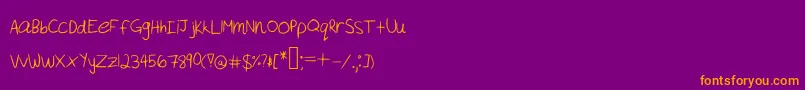Akeylah  s Handwriting Font – Orange Fonts on Purple Background