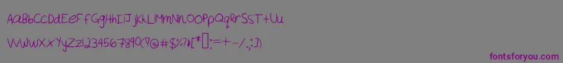 Шрифт Akeylah  s Handwriting – фиолетовые шрифты на сером фоне