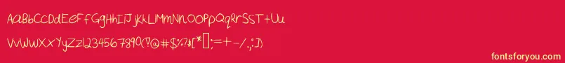 Akeylah  s Handwriting Font – Yellow Fonts on Red Background