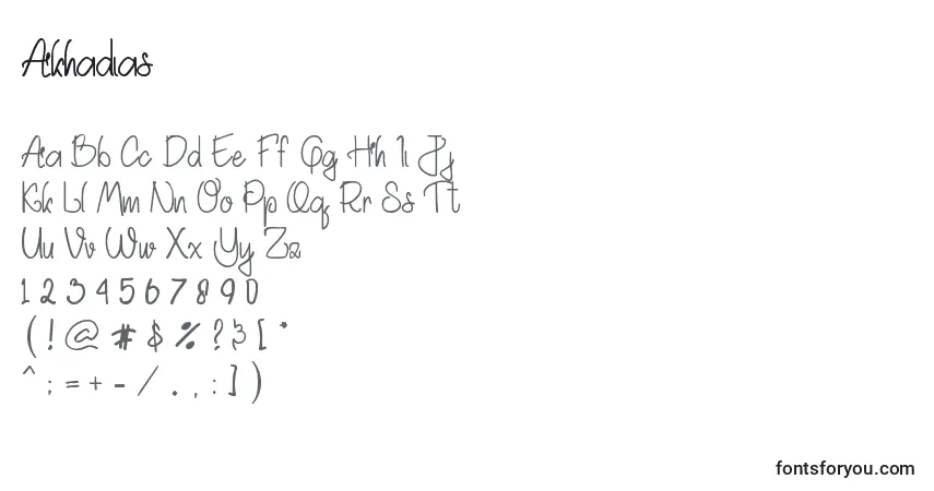 Шрифт Akhadias – алфавит, цифры, специальные символы