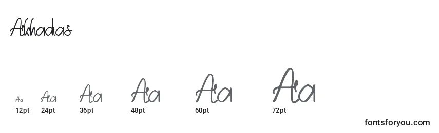 Размеры шрифта Akhadias