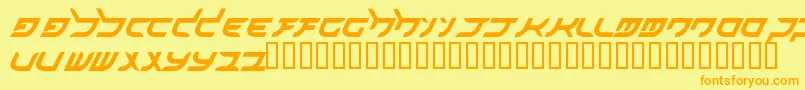 フォントakihibara hyper – オレンジの文字が黄色の背景にあります。