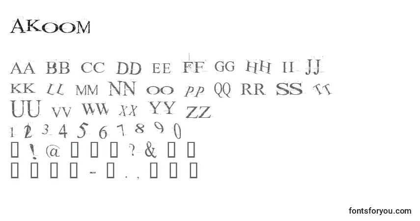 Шрифт AKOOM    (118948) – алфавит, цифры, специальные символы